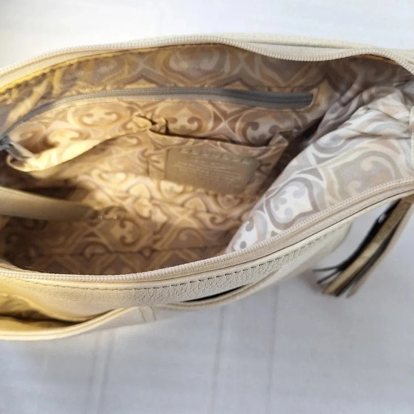 Brighton Barbados Ziptop Hobo Pearl Leather Bag Purse - Picture 7 of 13